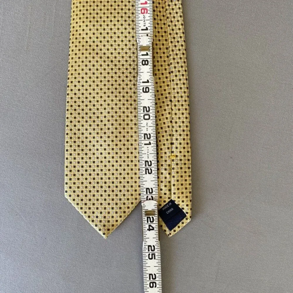 Nautica Youth Silk Tie Yellow Blue Gray Geometric Necktie 49
